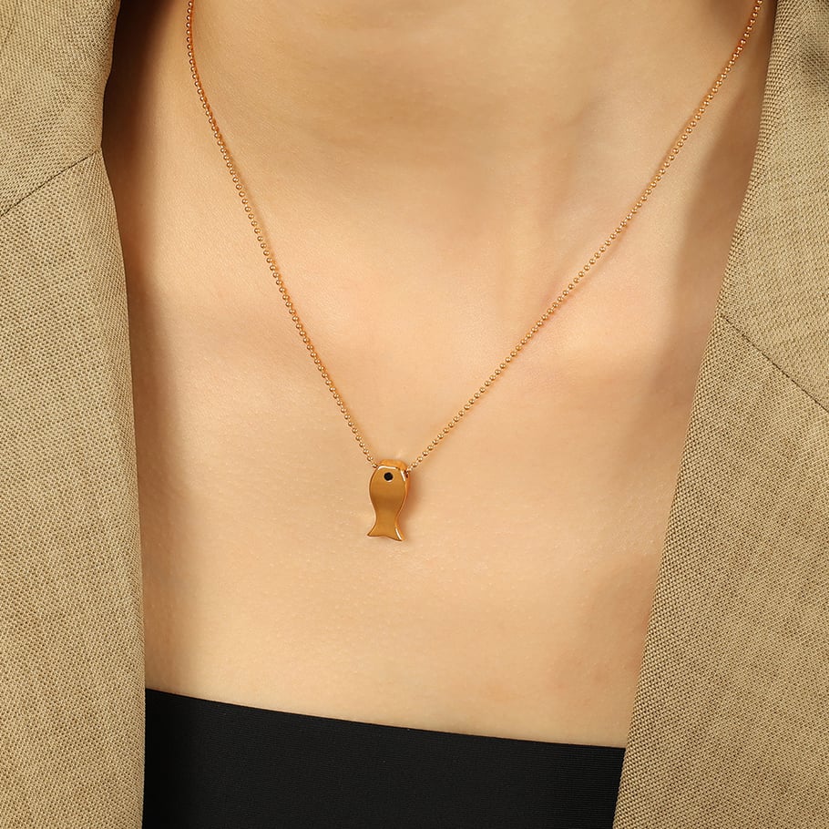 Schattige vis titanium stalen gouden hanger kettingen h5Afbeelding4