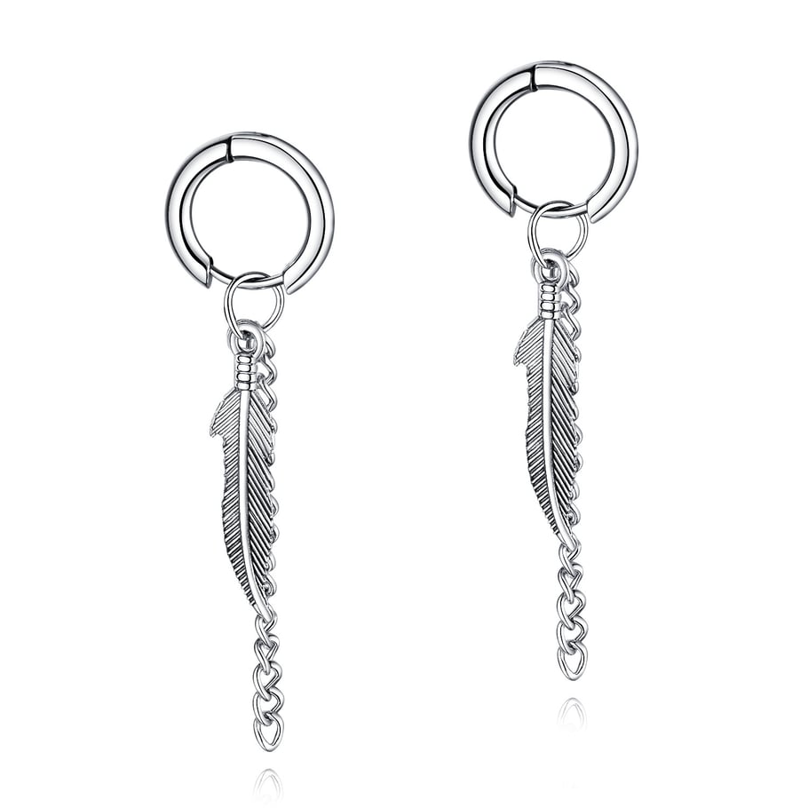 1 Pair Modern Wings Tassels Stainless Steel Men's Stud Earrings h5Picture6
