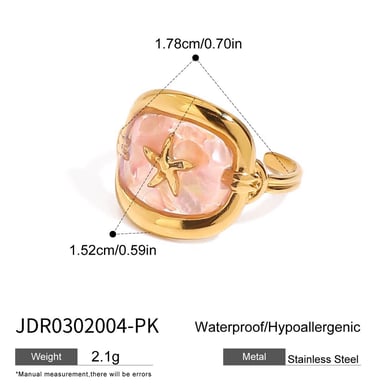 Oceanic Edelstahl Goldfarbene Statement-Ringe h5 