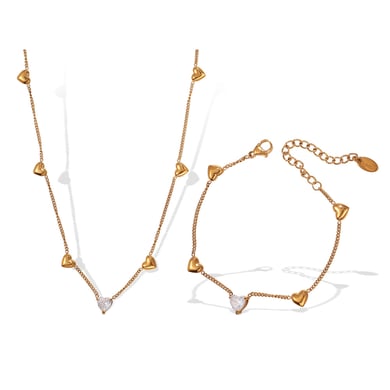 Collier chaîne en acier inoxydable couleur or avec cœur, 1 pièce h5 Image5