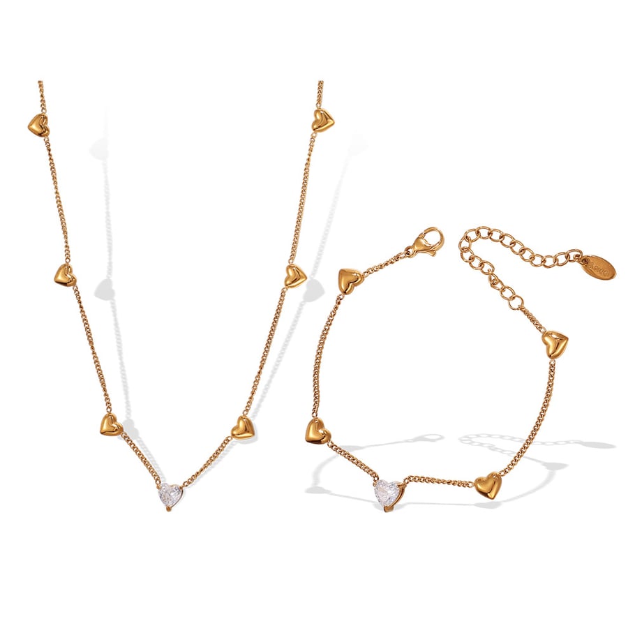 Collier chaîne en acier inoxydable couleur or avec cœur, 1 pièce Image5