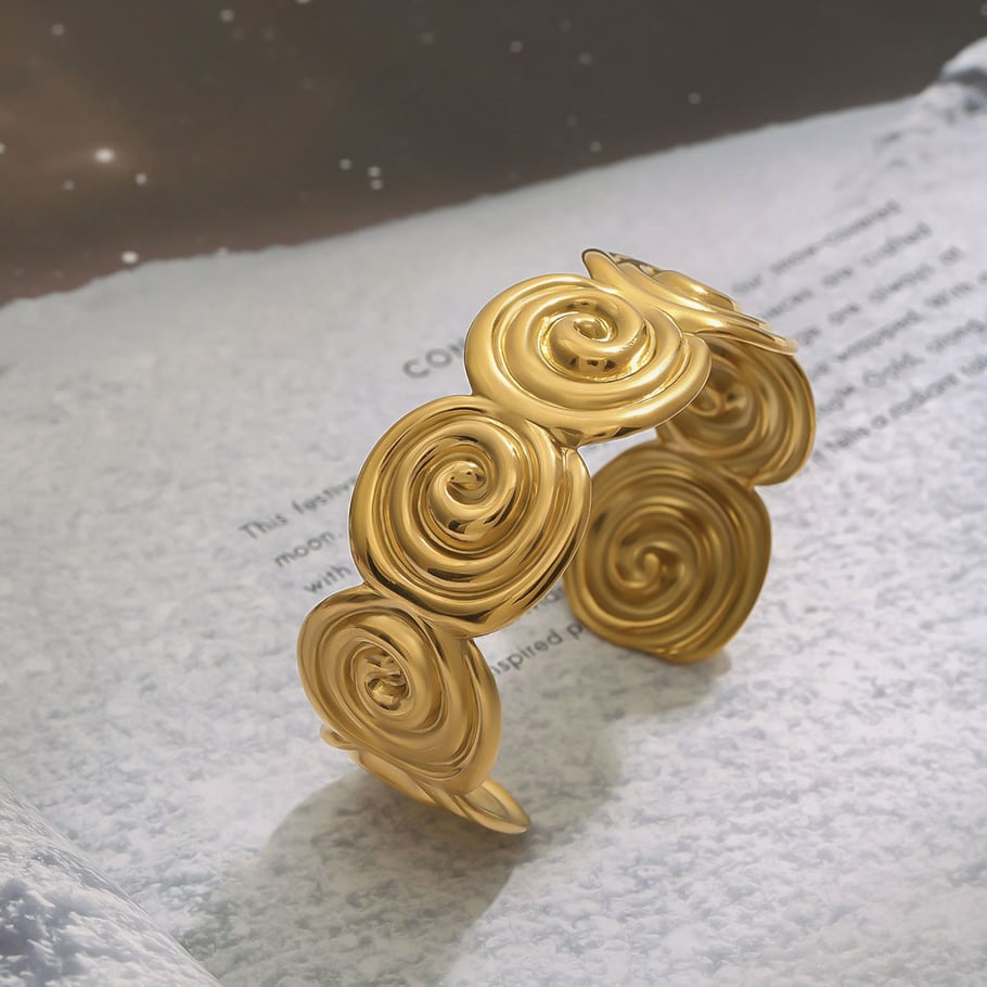 Retro Stainless Steel Gold Color  Cuff Bracelets Picture3