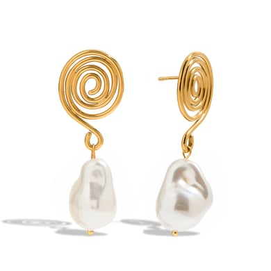 Vortex Shape Stainless Steel Gold Color Drop Earrings h5 