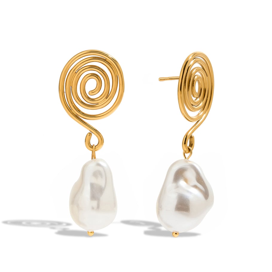 Vortex Shape Stainless Steel Gold Color Drop Earrings 