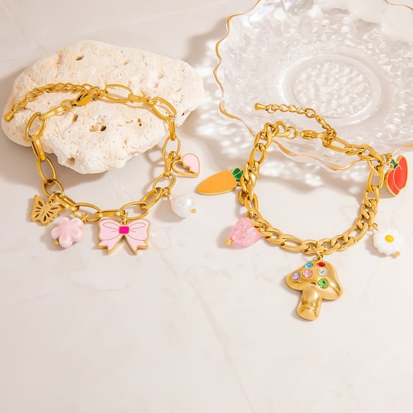 Designable Fruits roestvrijstalen kleurrijke damesbedelarmbanden 2