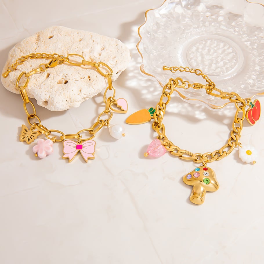 Designable Fruits Stainless Steel Colorful Women's Charm Bracelets Picture3