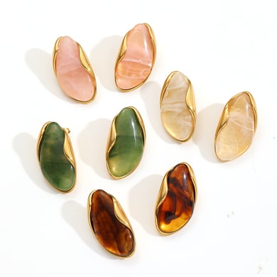 Vintage Unregelmäßige Geometrische Edelstahl Gold Farbe frauen Stud Ohrringe h5 Bild4