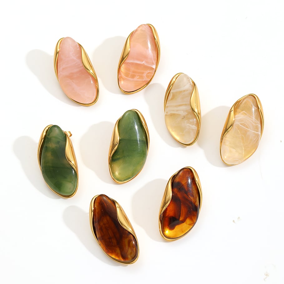 Vintage Unregelmäßige Geometrische Edelstahl Gold Farbe frauen Stud Ohrringe Bild4