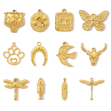 1 Piece Animals Series Classic Stainless Steel Gold Color Women's Pendants h5 Picture6