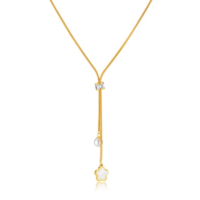 Collar con colgante de acero inoxidable dorado con diseño de flores diarias de serie simple para mujer de 1 pieza h5 Imagen4