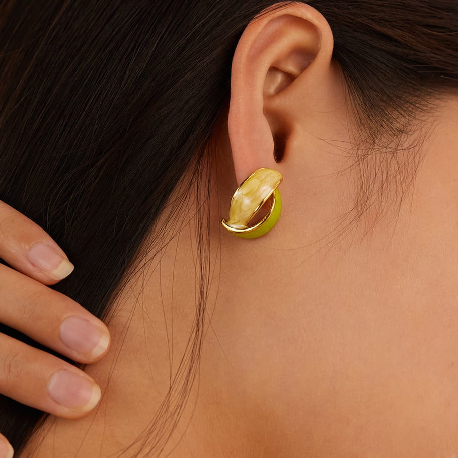 1 par de pendientes de botón geométricos diarios de acero inoxidable color dorado para mujer Imagen5