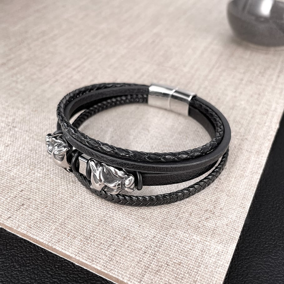 1 Piece Leopard Leather Rock Men's Bracelets Picture5