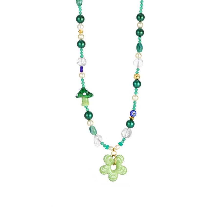 1 Piece Vacation Flower Glass Women's Beaded Necklaces 