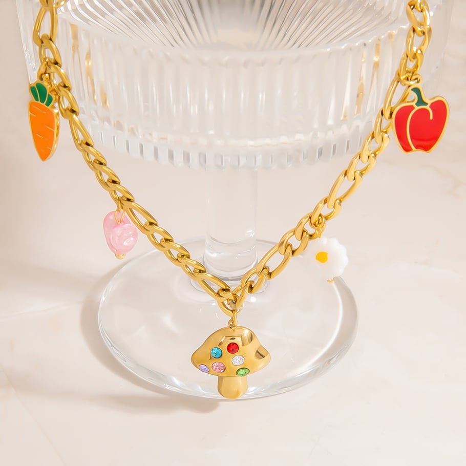 Cute Fruit Stainless Steel Gold Color Pendant Necklaces Picture3