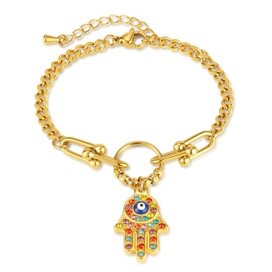 Pulseras con dijes geométricos de acero inoxidable dorado para mujer, serie simple, 1 unidad h5 Imagen6