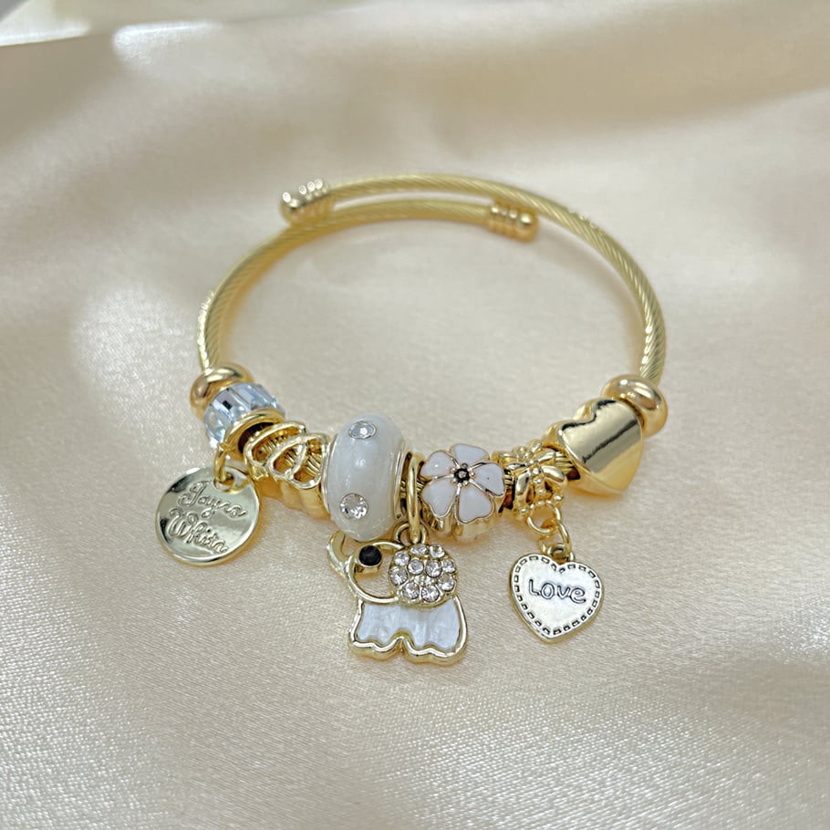 1 pieza de pulseras de acero inoxidable con diseño de animales lindos para mujer Imagen5