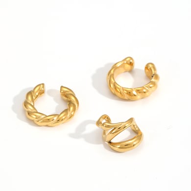 Puños de oreja de acero inoxidable color dorado h5 Imagen3