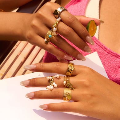 Ins Style Herz Edelstahl Gold Farbe Statement Ringe h5 Bild5