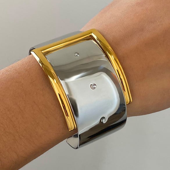 1 Piece Gold and Silver Mixed Color Simple Premium Women's Bracelet 2