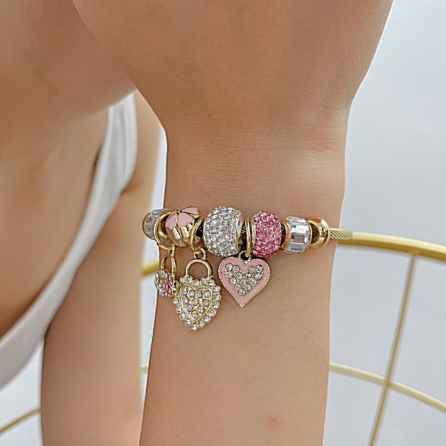1 pieza de pulseras de acero inoxidable con forma de corazón para mujer, serie simple Imagen4