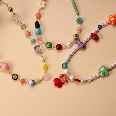 1 Piece Designable Series Vacation Colorful Transparent Stone Stainless Steel Gold Color Women's Beaded Necklaces h5 Picture4