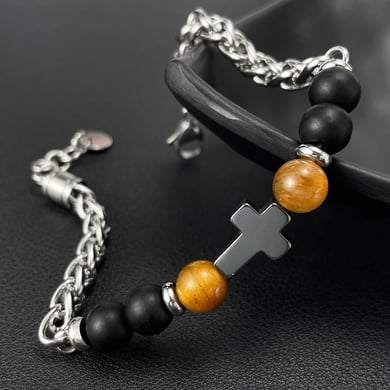 Bracelets chaîne en acier inoxydable pour homme Chic Beads h5 Image3
