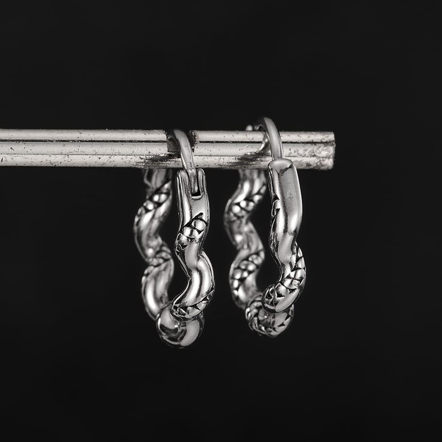 1 Piece Minimalist Series Twist Circle Stainless Steel Men's Earrings Picture6