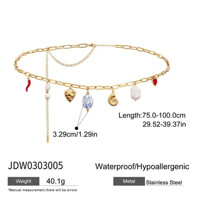 Ins Style Heart Stainless Steel Gold Color Waist Chains h5 Picture2
