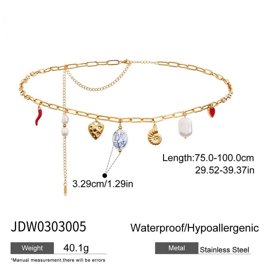 Ins Style Heart Stainless Steel Gold Color Waist Chains Picture2