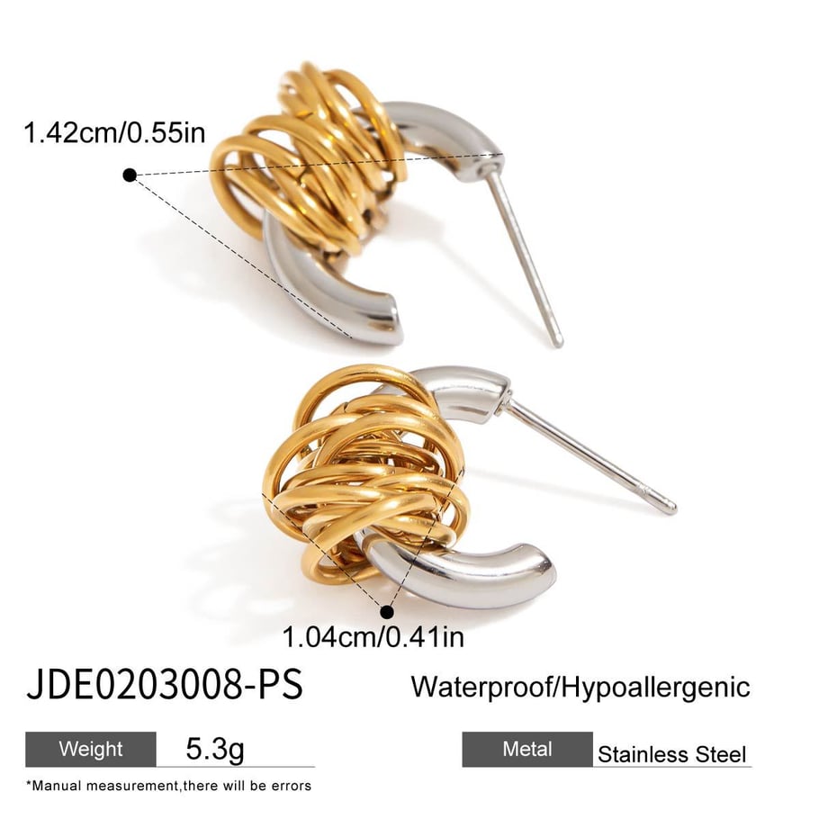 Ins Style Geometric Stainless Steel Hoop Earrings 