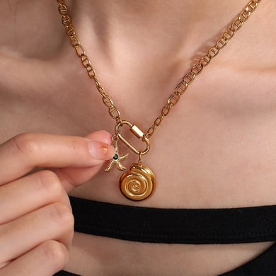 Lustrous Shell Titanium Steel Gold Color Women's Pendants h5 Picture4