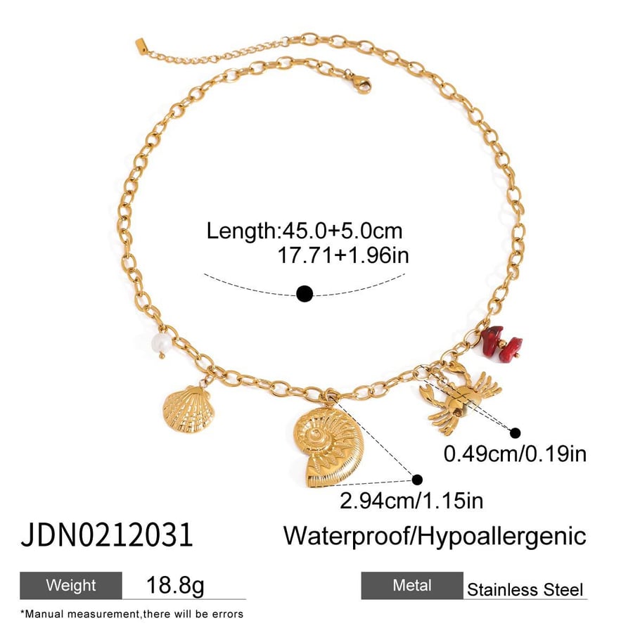 Shell Stainless Steel Gold Color Pendant Necklace Picture2