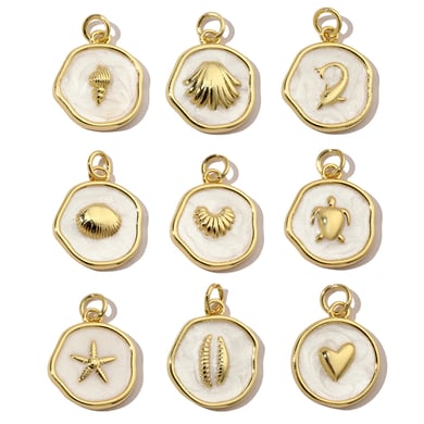 1 Piece Vacation Series Marine Organism Copper Gold Color Women's Pendants h5 Picture6