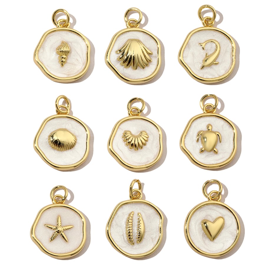 1 Piece Vacation Series Marine Organism Copper Gold Color Women's Pendants Picture6