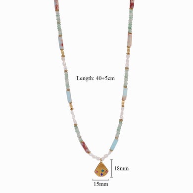 Elegant Conch Stainless Steel Gold Color Natural Stone Women's Beaded Necklaces h5 Picture2