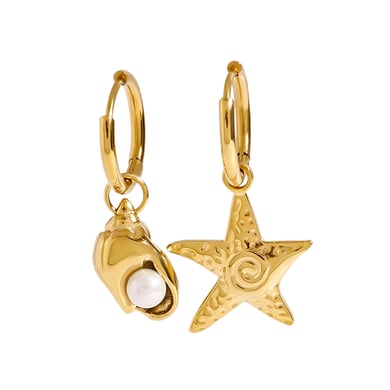 Ins Style Starfish Stainless Steel Gold Color Drop Earrings h5 