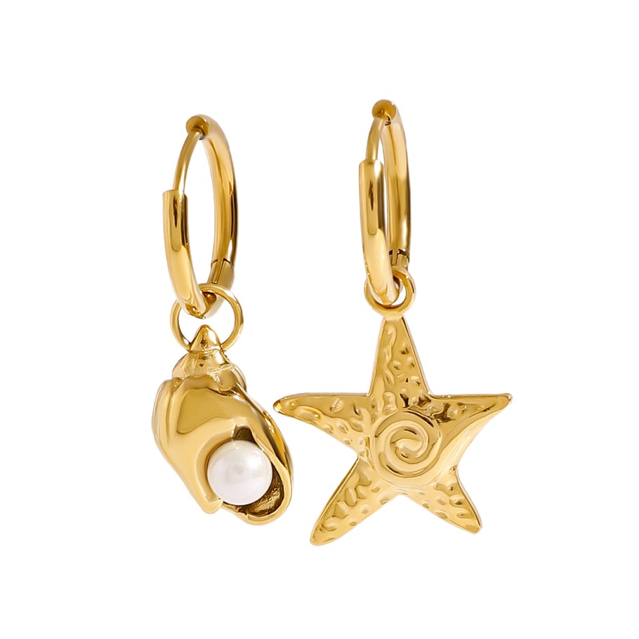 Ins Style Starfish Stainless Steel Gold Color Drop Earrings 