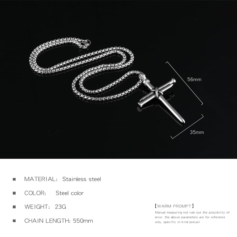 1 Piece Designable Cross Nail Stainless Steel Men's Necklaces Picture5