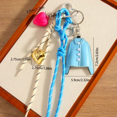 1Piece PU Blue Shirt Charm Key Chain Love Braided Rope Bag Pendant h5 Picture2