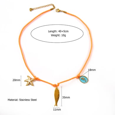 Contrast Color Fish Stainless Steel Gold Color Women's Pendant Necklaces h5 Picture2