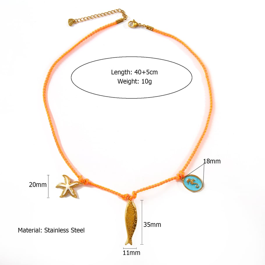 Contrast Color Fish Stainless Steel Gold Color Women's Pendant Necklaces Picture2