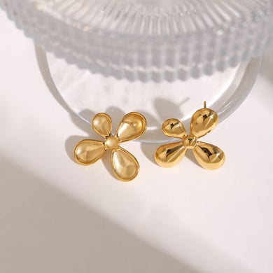 Flower Stainless Steel Gold Color Statement Rings h5 Picture5