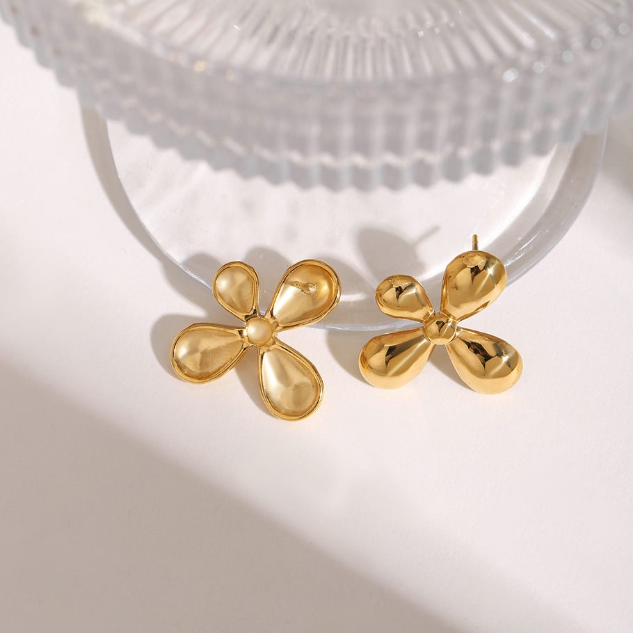 Flower Stainless Steel Gold Color Statement Rings Picture5