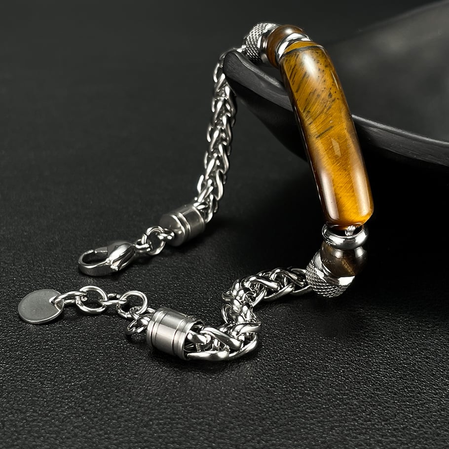 1 Piece Natural Stone Stainless Steel Men's Bracelets Picture3