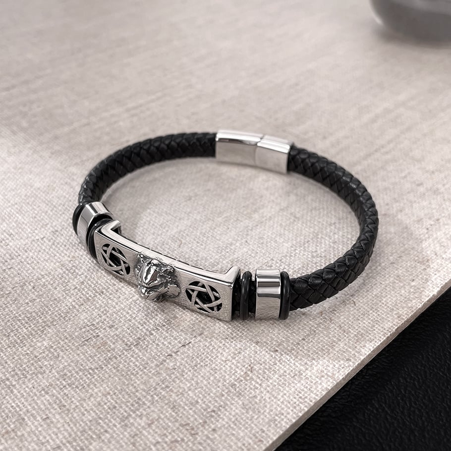 1 Piece Leopard Head Stainless Steel Men's Bracelets Picture6