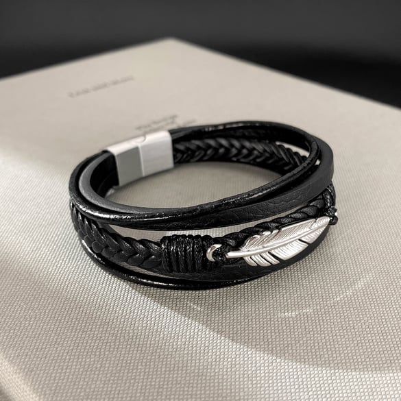 1 Piece Understated Feather Stainless Steel Men's Bracelets