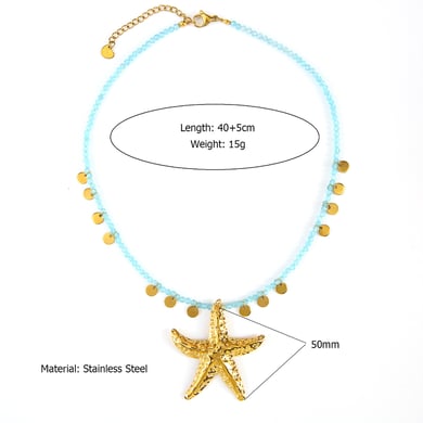 Collane con ciondolo a forma di stella marina oceanica in acciaio inossidabile color oro da donna h5 Immagine2