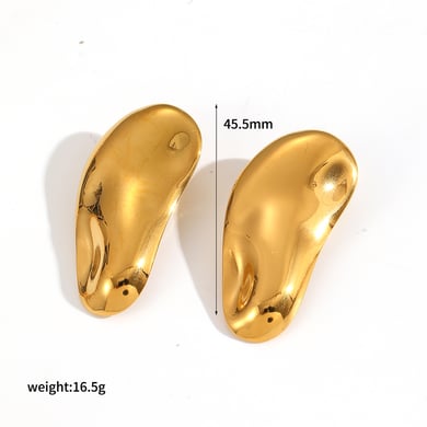 Droplet Shape Minimalist Stainless Steel Gold Color Women's Stud Earrings h5 