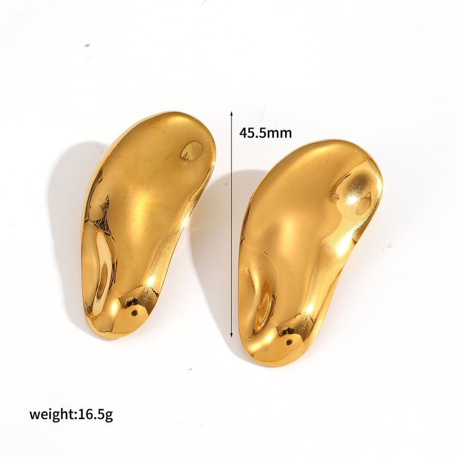 Droplet Shape Minimalist Stainless Steel Gold Color Women's Stud Earrings 