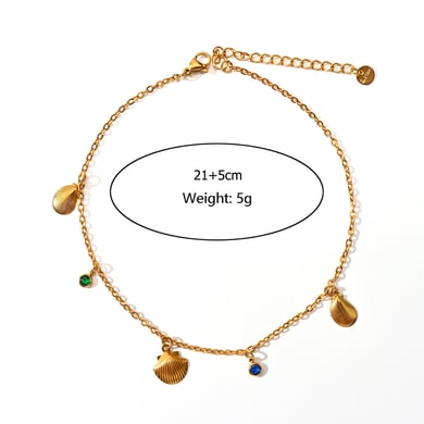 Polychrome Natural Flower Stainless Steel Gold Color Women's Anklets h5 